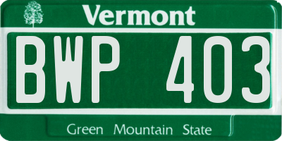 VT license plate BWP403