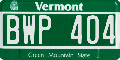 VT license plate BWP404