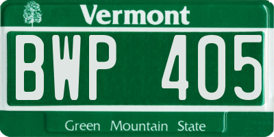 VT license plate BWP405