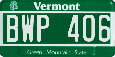 VT license plate BWP406