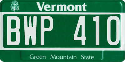 VT license plate BWP410