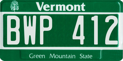 VT license plate BWP412