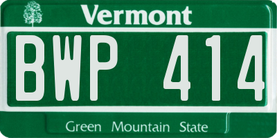 VT license plate BWP414