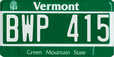 VT license plate BWP415