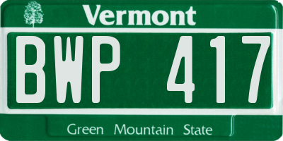 VT license plate BWP417