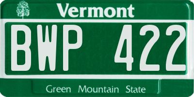 VT license plate BWP422