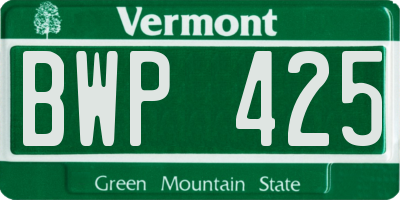 VT license plate BWP425