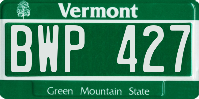 VT license plate BWP427