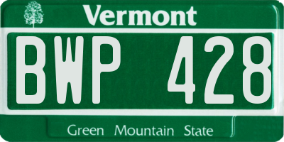 VT license plate BWP428