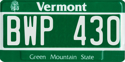 VT license plate BWP430
