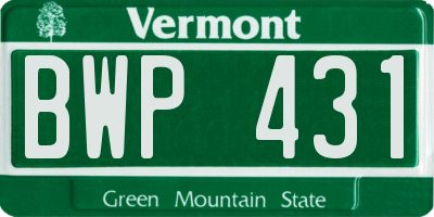 VT license plate BWP431