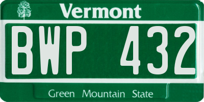 VT license plate BWP432