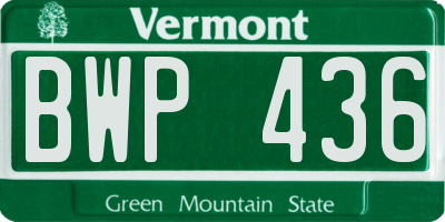 VT license plate BWP436