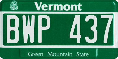 VT license plate BWP437