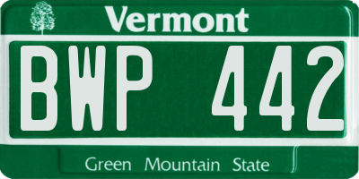 VT license plate BWP442