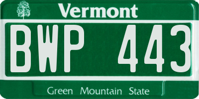 VT license plate BWP443