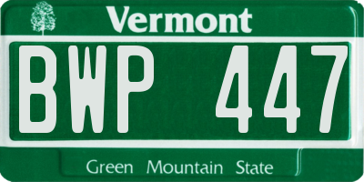 VT license plate BWP447