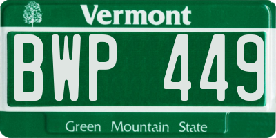 VT license plate BWP449