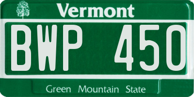 VT license plate BWP450