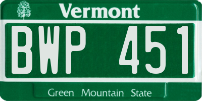 VT license plate BWP451