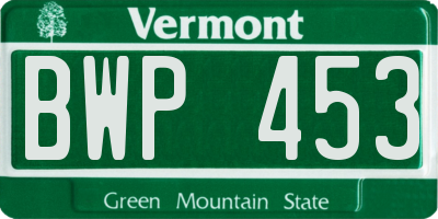 VT license plate BWP453
