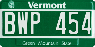 VT license plate BWP454