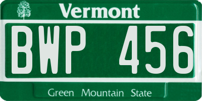 VT license plate BWP456