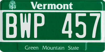 VT license plate BWP457