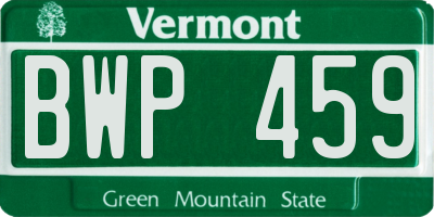 VT license plate BWP459