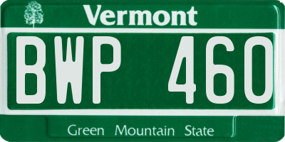 VT license plate BWP460