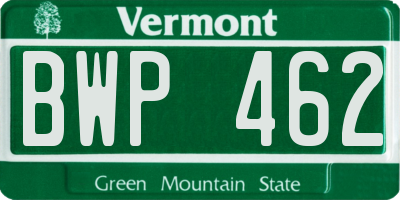 VT license plate BWP462