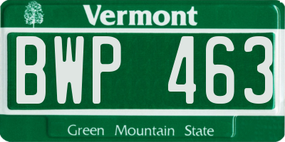 VT license plate BWP463