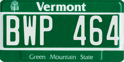 VT license plate BWP464