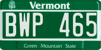 VT license plate BWP465