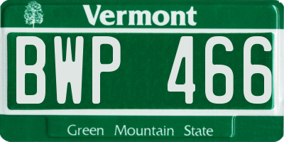 VT license plate BWP466