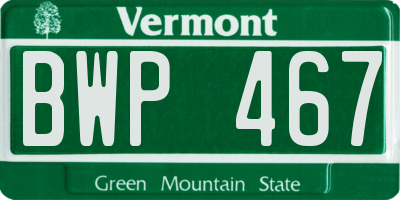VT license plate BWP467