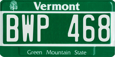 VT license plate BWP468