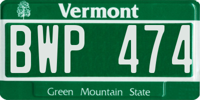 VT license plate BWP474