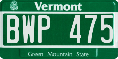 VT license plate BWP475