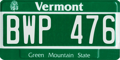 VT license plate BWP476