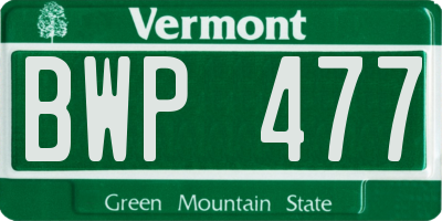 VT license plate BWP477
