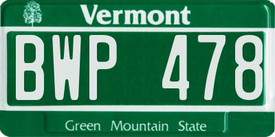 VT license plate BWP478