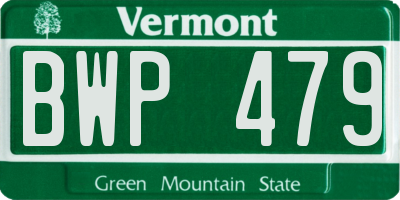 VT license plate BWP479