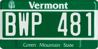 VT license plate BWP481
