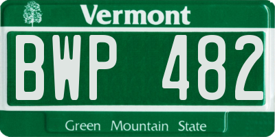 VT license plate BWP482