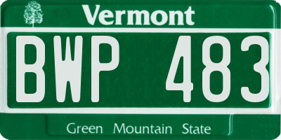 VT license plate BWP483