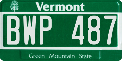 VT license plate BWP487