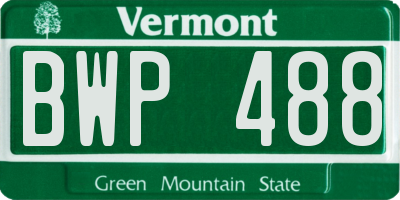 VT license plate BWP488