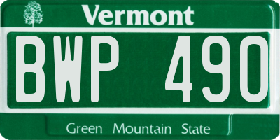 VT license plate BWP490