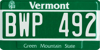 VT license plate BWP492